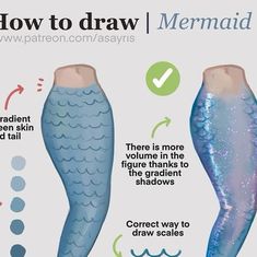 how to draw mermaid leggings for children and adults with step - by - step instructions