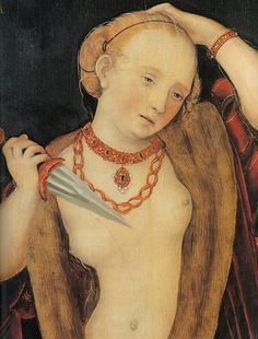 a painting of a woman holding a knife