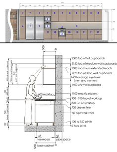 an architectural drawing shows the details for a kitchen