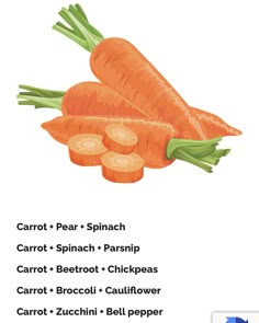 carrots and spinach are shown in this poster