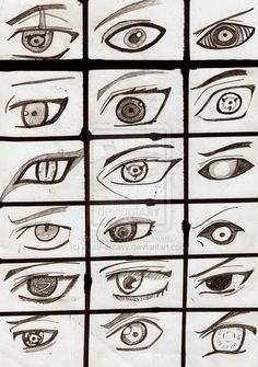 some different types of eyes drawn in pencil