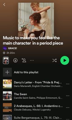 the music player is playing on the iphone's playlist page, and it has an image of a woman in a white dress