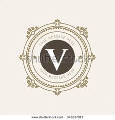 the letter v is inscribed in a circle with an ornament around it and surrounded by