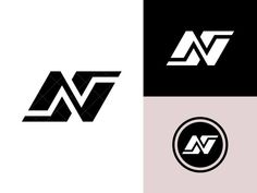 three different logos with the letter m in black and white, including one that has an arrow