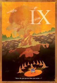 a poster with the letter x on it's side and an image of a tree in