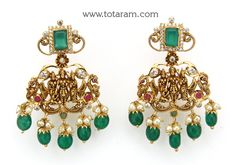 temple jewellery - 22 karat gold "ram parivar" drop earrings with cz, color stones, beads & pearls

experience the divine beauty of indian craftsmanship with totaram jewelers  indulge in the exquisite allure of our temple jewellery collection with these captivating 22 karat gold "ram parivar" drop earrings. adorned with dazzling cz, color stones, beads, and pearls, these chandbali earrings are a true masterpiece of traditional indian design. handcrafted in india with a total gros Gold Temple Jewellery Earrings, Ram Parivar Earrings Designs, Ram Parivar Earrings, Jhumka Earrings Gold Indian, Chandbali Earrings Gold, Gold Buttalu, Saree Ceremony, Earrings Chandbali, Temple Jewellery Earrings