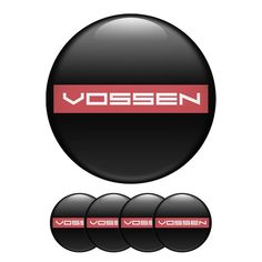 Vossen Domed Stickers Wheel Center Cap Badge in Black, Red & White 3d Print