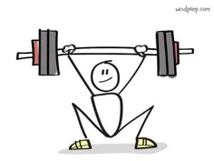 a cartoon character lifting a barbell on his shoulders