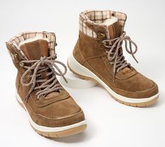 The weather, trails, and your schedule can be unpredictable, but your warmth and comfort aren't in these rugged water-resistant boots. From Khombu. Suede Lace, Up Styles, Lace Up Boots, Leather Men, Shoes Boots, Fashion Shoes, Shoe Boots, Water Resistant, Lace Up