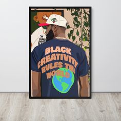 Black Creativity Framed Poster Black People Wallpaper, Cartoon Art Black, Creativity Poster, People Wallpaper, Small Wall Art, Shop Artwork, Black Art Painting, Dope Cartoon Art, Decorating Shelves