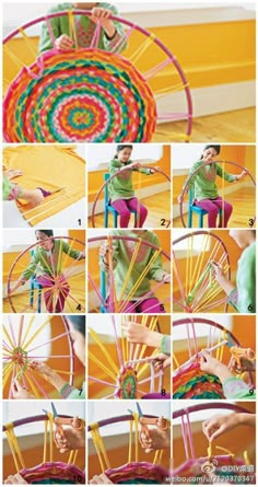 a collage of photos showing how to make a ferris wheel