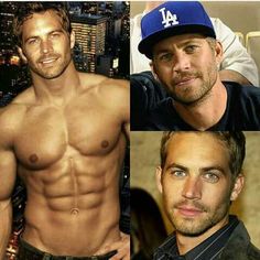 four pictures of shirtless men in different poses