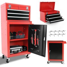 the tool cabinet is open and ready to be used for workbench repairs or repair