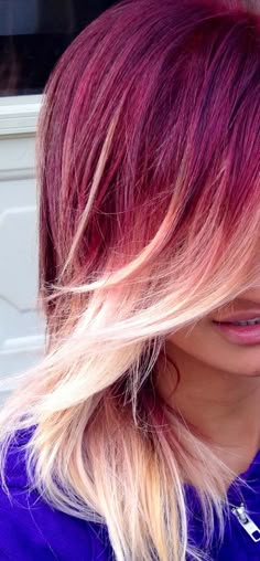 red and ombre hair color Red And Blonde Hair, Red And Blonde, Ombre Hair Blonde, Red To Blonde, Bright Hair Colors, Ombré Hair, Bright Hair, Ombre Hair Color