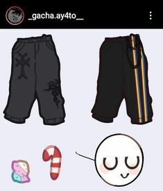 two different types of shorts with faces and candy canes in front of the image