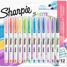 six sharpie pens in assorted colors