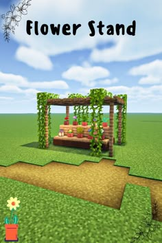 Flower Stand | Zen garden in Minecraft (Build Hack) Garden In Minecraft, Cute Things To Build In Minecraft, Minecraft Flowers, Minecraft Build Hacks, Minecraft Shops, Cool Things To Build, Minecraft Town, Build In Minecraft