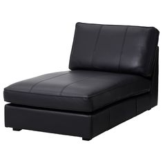 a black leather chaise lounge chair on an isolated white background