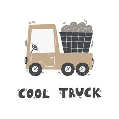 an image of a truck with coal in the back and words cool truck on it