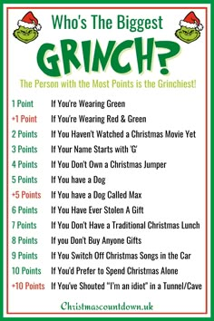 a poster with the words who's the biggest grinch?