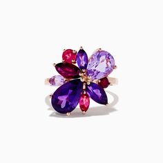 14K Rose Purple and Pink Amethyst, Rhodolite, and Pink Tourmaline Ring Rose Purple, Pink Tourmaline Ring, Green Rings, Effy Jewelry, Tourmaline Ring, Pink Amethyst, Jewelry Inspo, Pink Tourmaline, Cute Jewelry