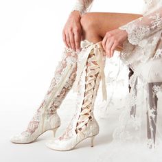 Vintage Wedding Boots, House Of Elliot, Lace Wedding Boots, Ivory Boots, Bridal Shoes Vintage, Boots Victorian, Lace Knee High Boots, Classic Black Boots, Country Shoes