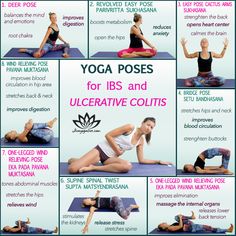 yoga poses for ibs and ulcerative collis with pictures on the side