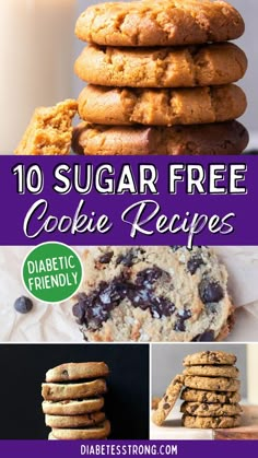 Looking for delicious and flavorful sugar free cookies? Here is a list of 10 sugar free cookie recipes that are diabetic friendly and low carb. From shortbread to chocolate chip and all things in between. Sugar Free Baking Recipes, Sugar Free Cookie, Stevia Recipes