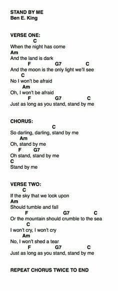 the song for stand by me, which is written in black and white with an image of