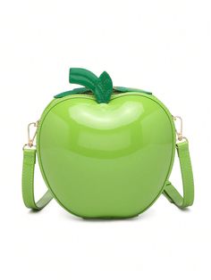 Green  Collar  PU Leather Plain Novelty Bag Embellished   Women Bags Apple Purse, Lemon Bag, Novelty Purses, Vegetable Plants, Apple Shaped, Fashion Cartoon, Novelty Bags, Lingerie Accessories, Womens Crossbody Bag