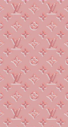 a pink wallpaper with louis vuitton symbols on the front and back side