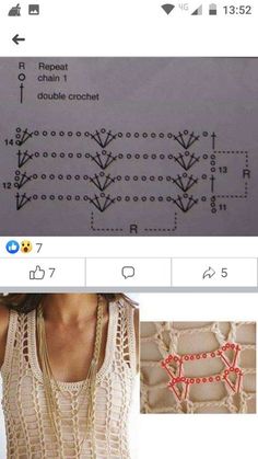 an image of a crochet pattern on the back of a tank top