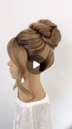 High Formal Updo, Bridal Updos For Medium Hair Tutorial, High Bun Hairstyles Tutorial, High Updo Tutorial, High Bridal Updo, Bun Updo Hairstyles, High Bun Tutorial, High Bun Updo