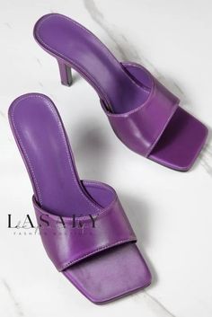 Lasaky - Premier Slim Heel Sandals: Exquisite Fashion Footwear Purple Flat Heels For Summer, Purple Summer Mules, Summer Purple Mules, Spring Purple Open Toe Mules, Spring Season Purple Open Toe Mules, Fitted Purple Sandals With Round Toe, Fitted Purple Heels For Summer, Summer Purple Open Toe Heels, Purple Open Toe Heels For Summer