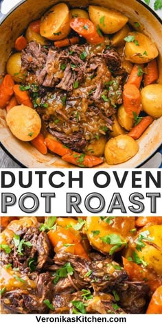 dutch oven pot roast with potatoes and carrots