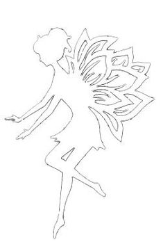 a drawing of a fairy with wings flying through the air and holding her hand out