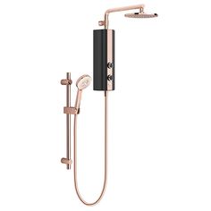 thermostaer with shower head and handset, in rose gold plated brass