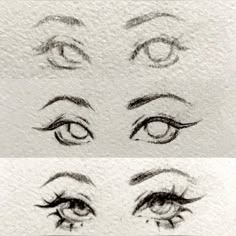 three different types of eyes with long lashes