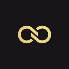 the letter o is made up of two intertwined circles in gold on black background