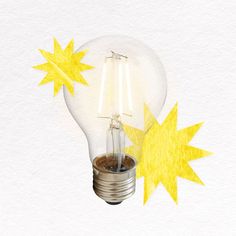 a light bulb with some yellow stars around it