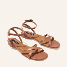 The Flat Sandal in Saddle Calf | Over The Moon Elegant Flats, Modern Shoes, Unique Fits, Socks Sneakers, Womens Sandals Flat, How To Slim Down, Handmade Shoes, Strappy Sandals, Womens Flats