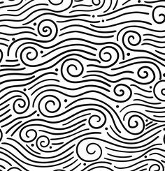 an abstract black and white pattern with wavy lines on the bottom half of each wave