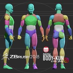 three different types of body - kunn are shown in this graphic file, with the text zbrush 2018