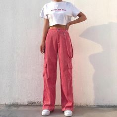 Soft Girl Aesthetic Outfit, Soft Egirl, Look Rose, Egirl Outfits, Outfits Vintage, Pink Trousers, Outfits Classy, Pants Vintage, Aesthetic Clothing