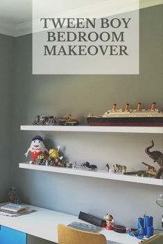 Avenger Room, Grey Boys Bedroom, Boys Room Makeover, Boys Bedroom Grey, Older Boys Bedrooms, Preteen Bedroom, Boys Bedroom Storage, Boys Bedroom Colors