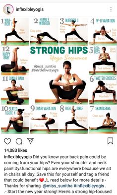 an image of a woman doing yoga poses on her cell phone, with the caption's description below