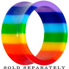 two rainbow colored rings with the words sold separately on top of each other in front of a white background