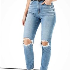 American Eagle Ae Mom Jean Cool Classic Blue Size 10 Long High Rise Comfort Stretch New With Tags Mom Jeans American Eagle, Womens Stretch Jeans, Womens Denim Overalls, High Rise Black Jeans, Blue Mom Jeans, American Eagle Mom Jeans, Black Jeans Women, American Eagle Jeggings