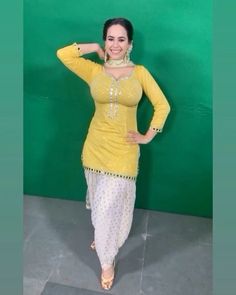 Sunanda in yellow salwar suit Yellow Salwar, Sunanda Sharma, Global Dress, Patiala Salwar, Punjabi Salwar Suits, Punjabi Wedding, Salwar Suit, Salwar Suits, Salwar Kameez