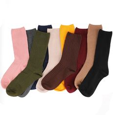 PRICES MAY VARY. Quality Cotton Blend: Our colored socks for women are expertly crafted using high-quality cotton material, ensuring a soft, comfortable, breathable, and sweat-absorbent experience that feels gentle against your skin. Diverse Color Selection: Choose from a range of classic colors including green, yellow, coffee, red, black, khaki, dark blue, brown, dark gray, and pink of the slouchy socks to effortlessly complement any outfit for work or special occasions. Versatile All-season We Loose Socks, Solid Socks, Winter Socks, Retro Women, Calf Socks, Tube Socks, Colorful Socks, Knee High Socks, Athletic Fashion